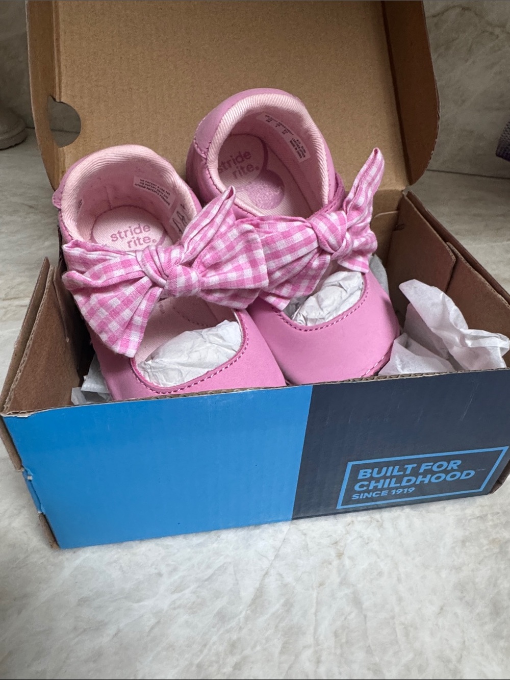 Stride Rite Pink Gingham Bow Mary Jane Shoes